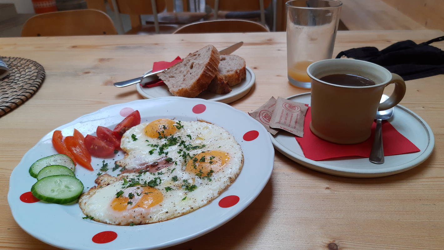 Man and Eggs and Coffee